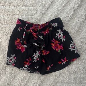 Rails Black Floral High Waist Shorts
